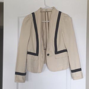 Ann Taylor Loft Fitted Cream Canvas Jacket